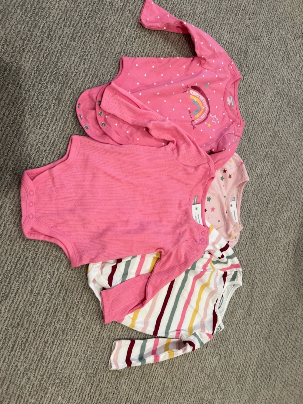 Pink Long-Sleeve Baby One-Piece Bodysuit – 4-Pack 18mo